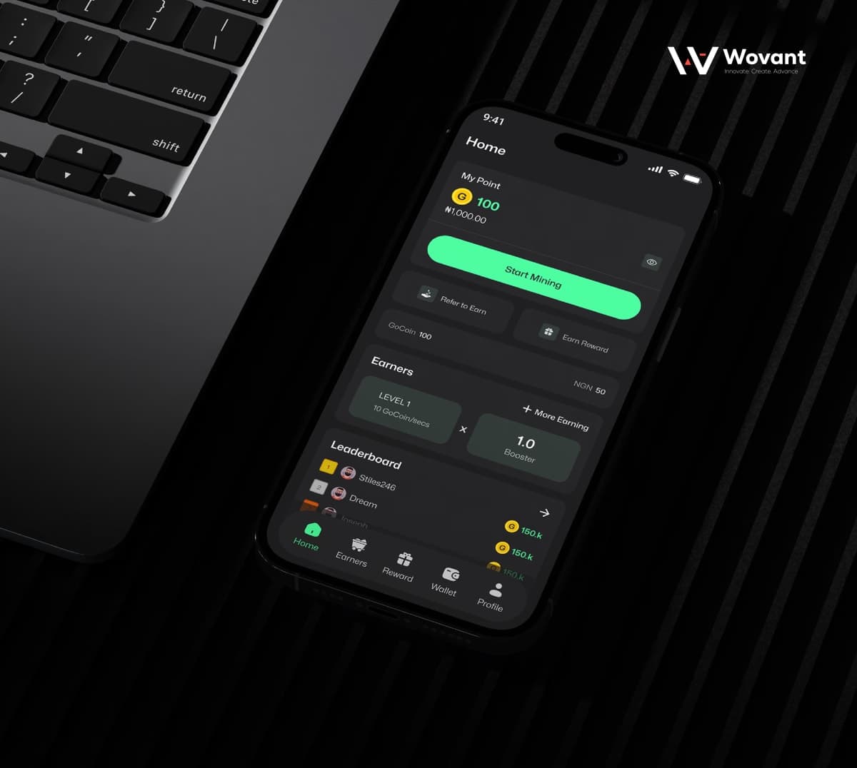 GoCoin mining and referral rewards interface