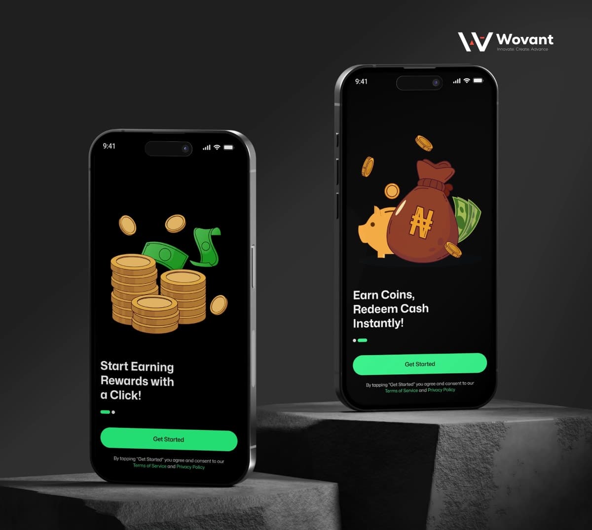 GoCoin mobile app home screen with rewards dashboard