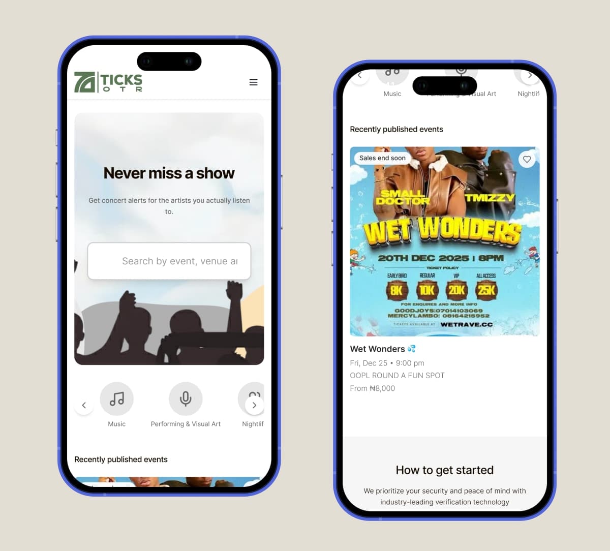TicksOTR organizer dashboard interface